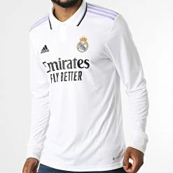 Vente flash 👍 Polo Manches Longues Real Madrid HA2666 Blanc de adidas 👍