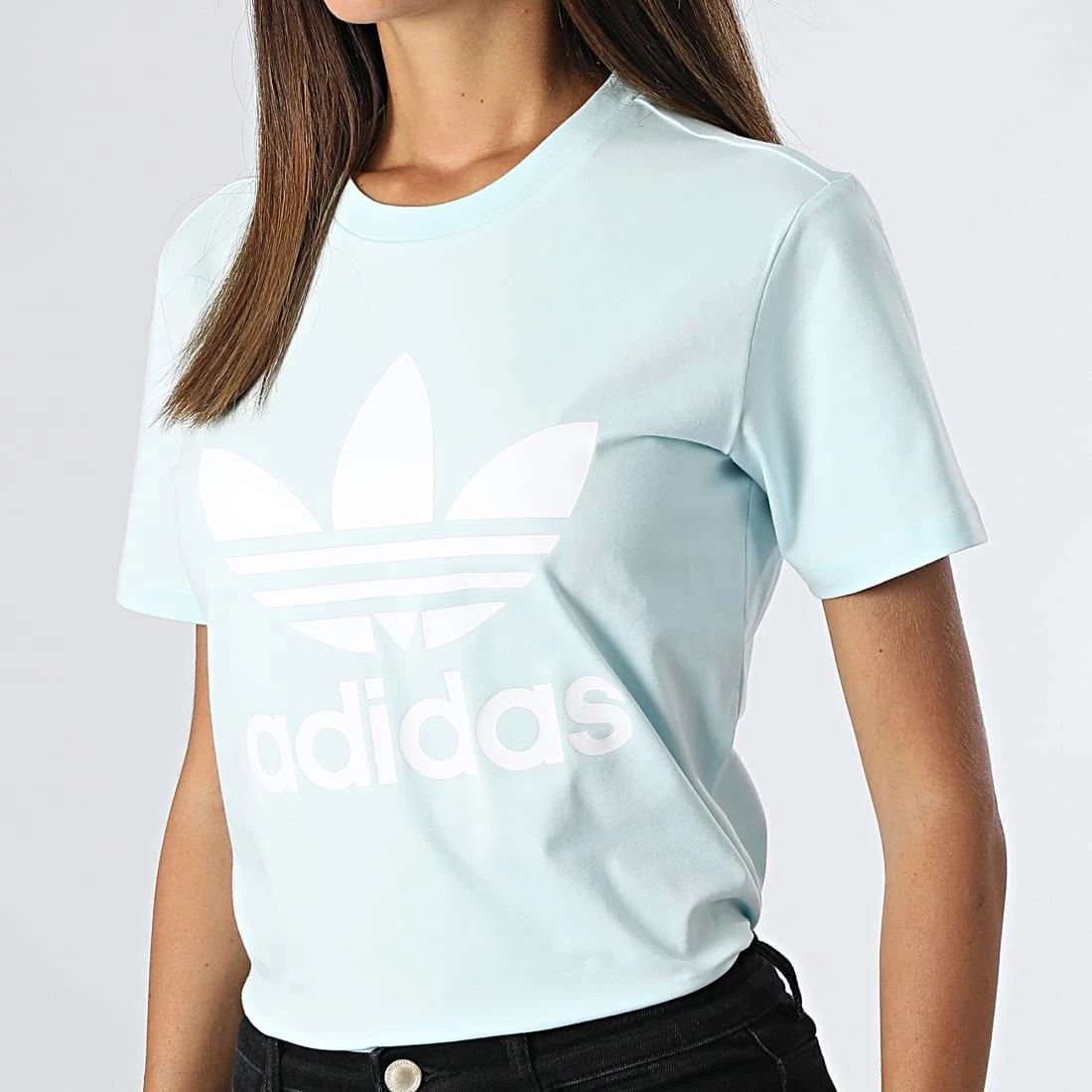 Sortie ⭐ Tee 👕 Shirt Femme Trefoil HK9638 Bleu Ciel de Adidas Originals 🤩 5 Sortie ⭐ Tee 👕 Shirt Femme Trefoil HK9638 Bleu Ciel de Adidas Originals 🤩 – Image 3