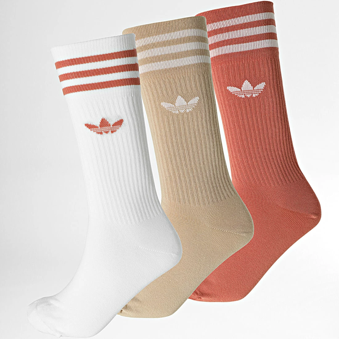 Remise 👍 Lot De 3 Paires De Chaussettes Solid Crew HL6767 Blanc Beige Brique de Adidas Originals 💯 3 Remise 👍 Lot De 3 Paires De Chaussettes Solid Crew HL6767 Blanc Beige Brique de Adidas Originals 💯