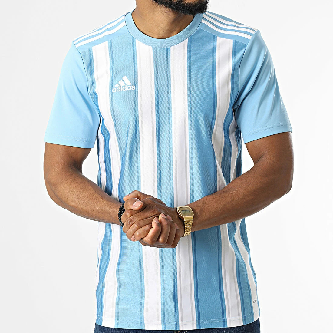 Budget ✔️ Tee 👕 Shirt A Bandes GN5845 Bleu Clair de Adidas Performance ✔️ 5 Budget ✔️ Tee 👕 Shirt A Bandes GN5845 Bleu Clair de Adidas Performance ✔️ – Image 3