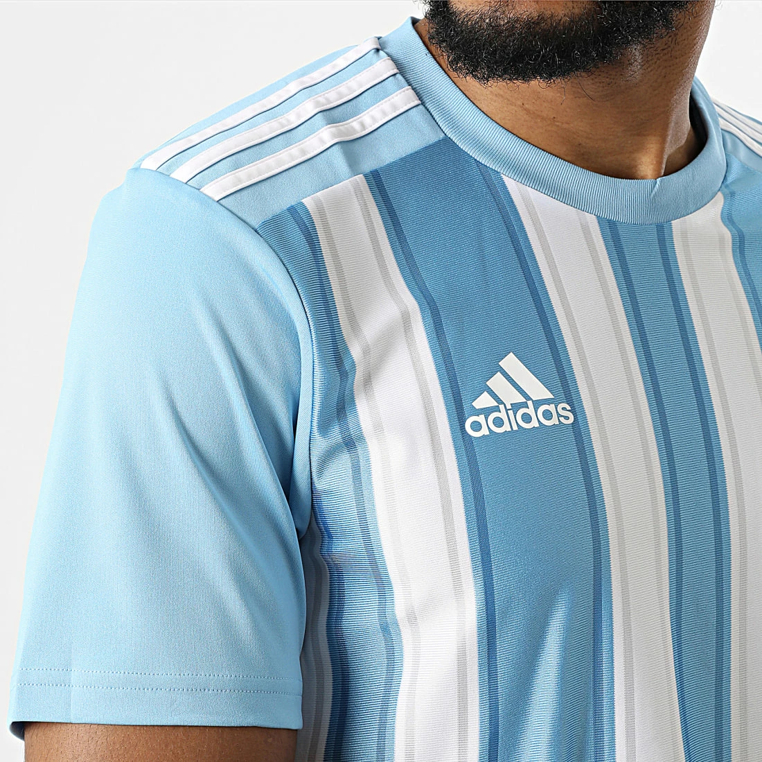 Budget ✔️ Tee 👕 Shirt A Bandes GN5845 Bleu Clair de Adidas Performance ✔️ 6 Budget ✔️ Tee 👕 Shirt A Bandes GN5845 Bleu Clair de Adidas Performance ✔️ – Image 4