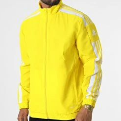 Le moins cher ❤️ Veste Zippée A Bandes GP6448 Jaune de Adidas Performance 🤩