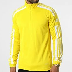 Meilleure vente 🎁 Sweat Col Zippé A Bandes GP6474 Jaune de Adidas Performance ❤️