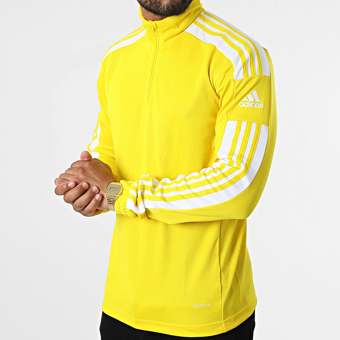 Meilleure vente 🎁 Sweat Col Zippé A Bandes GP6474 Jaune de Adidas Performance ❤️ 5 Meilleure vente 🎁 Sweat Col Zippé A Bandes GP6474 Jaune de Adidas Performance ❤️ – Image 3