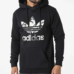 Bon marché 👍 Sweat Capuche Camo Infill HK2803 Noir de Adidas Originals 🔔