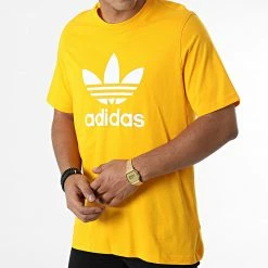 Promo 🛒 Tee 👚 Shirt Trefoil HK5229 Jaune de Adidas Originals ⌛ -Pas Cher adidas Magasin adidas 325520 HK5229 20220701T113841 03