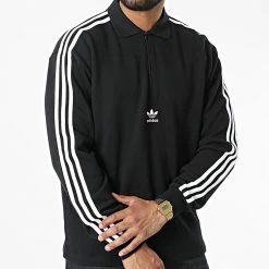 Top 10 🧨 Polo Manches Longues A Bandes 3 Stripes HK7425 Noir de Adidas Originals 🧨