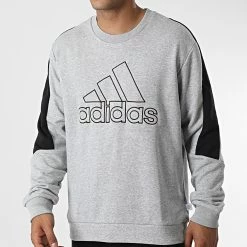 Bon marché 🌟 Sweat Crewneck FI BOS HC5860 Gris Chiné de Adidas Performance ⭐