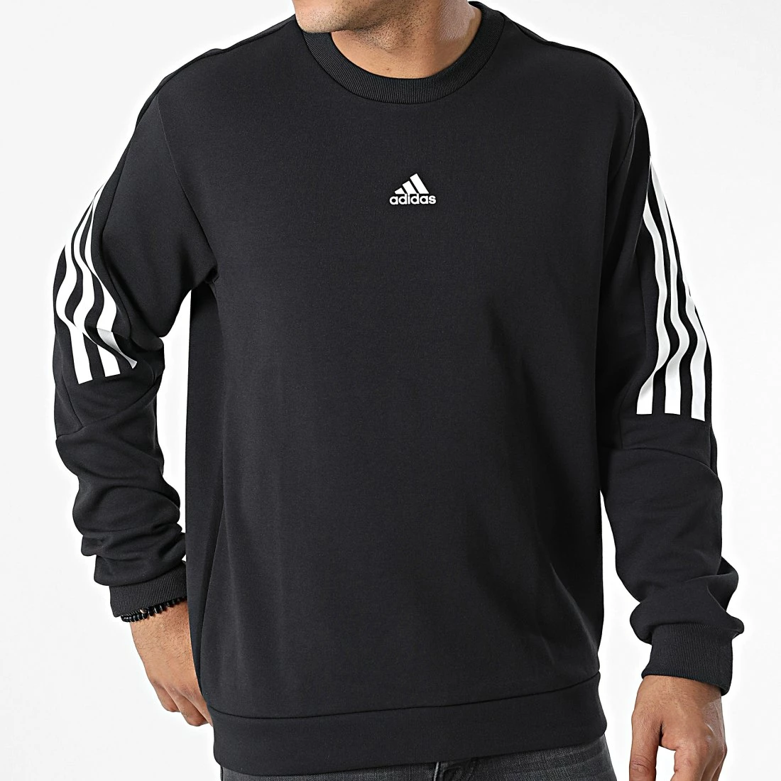 Nouveau ✨ Sweat Crewneck A Bandes FI 3 Stripes HJ7846 Noir de Adidas Performance 🎁 7 Nouveau ✨ Sweat Crewneck A Bandes FI 3 Stripes HJ7846 Noir de Adidas Performance 🎁 – Image 5