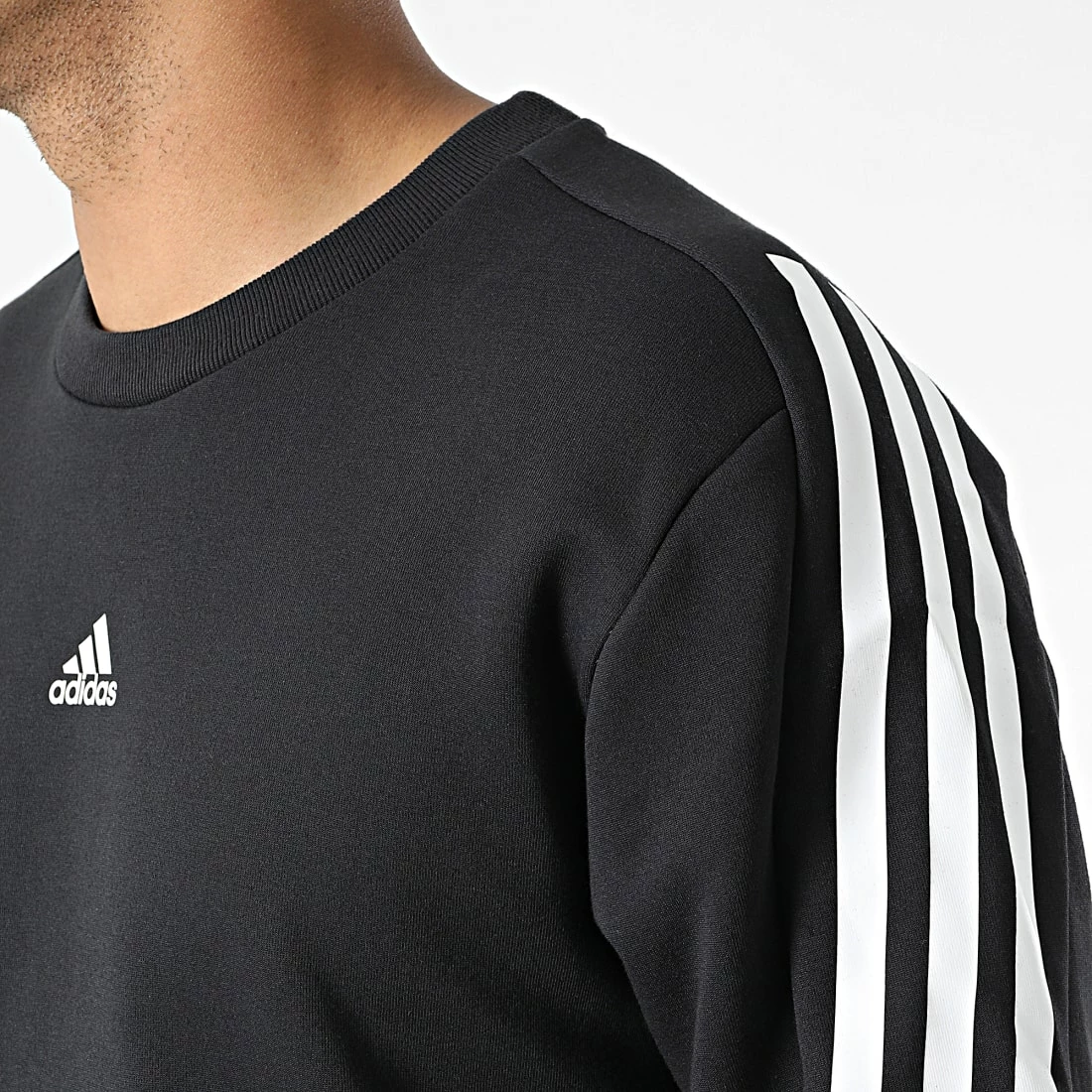 Nouveau ✨ Sweat Crewneck A Bandes FI 3 Stripes HJ7846 Noir de Adidas Performance 🎁 8 Nouveau ✨ Sweat Crewneck A Bandes FI 3 Stripes HJ7846 Noir de Adidas Performance 🎁 – Image 6