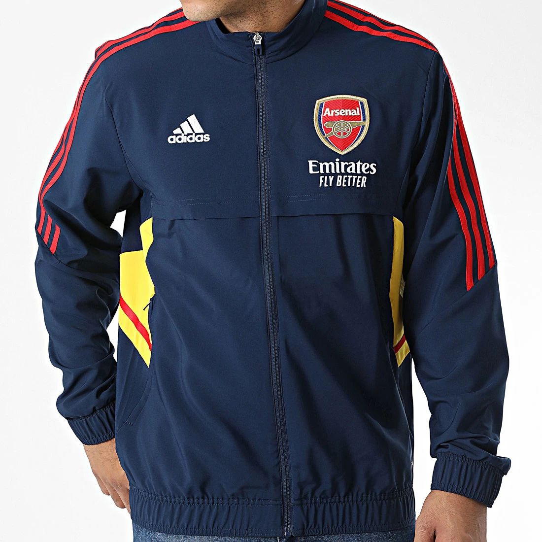 Remise 💯 Veste Zippée A Bandes Arsenal FC HA5301 Bleu Marine de Adidas Performance 🤩 3 Remise 💯 Veste Zippée A Bandes Arsenal FC HA5301 Bleu Marine de Adidas Performance 🤩