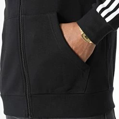 Nouveau 💯 Sweat Zippé Capuche A Bandes 3 Stripes DV1551 Noir de Adidas Originals 👏 -Pas Cher adidas Magasin adidas 326309 DV1551 20220706T160505 06
