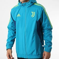De gros 🌟 Veste Zippée Capuche A Bandes Juventus HA2646 Turquoise de Adidas Performance 🌟