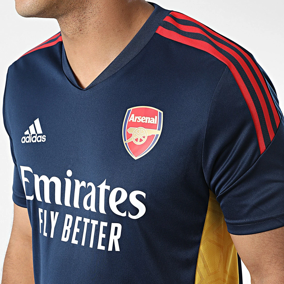 Tout neuf 🎁 Tee 👕 Shirt A Bandes Arsenal FC HA5276 Bleu Marine de Adidas Performance 🎉 4 Tout neuf 🎁 Tee 👕 Shirt A Bandes Arsenal FC HA5276 Bleu Marine de Adidas Performance 🎉 – Image 2