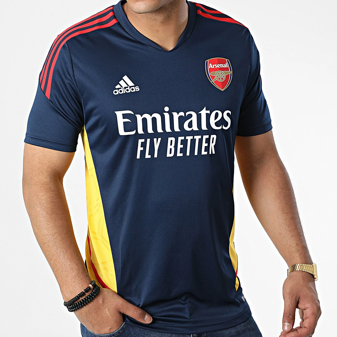 Tout neuf 🎁 Tee 👕 Shirt A Bandes Arsenal FC HA5276 Bleu Marine de Adidas Performance 🎉 5 Tout neuf 🎁 Tee 👕 Shirt A Bandes Arsenal FC HA5276 Bleu Marine de Adidas Performance 🎉 – Image 3