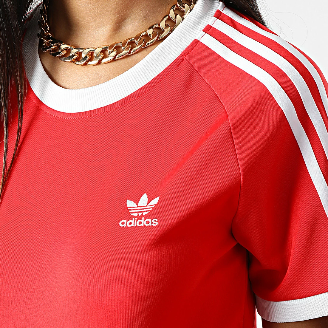 Acheter 🛒 Tee 👕 Shirt Slim Femme 3 Stripes HM6413 Rouge de Adidas Originals ❤️ 4 Acheter 🛒 Tee 👕 Shirt Slim Femme 3 Stripes HM6413 Rouge de Adidas Originals ❤️ – Image 2