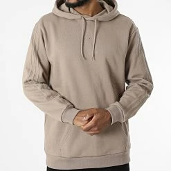 Budget 🤩 Sweat Capuche A Bandes Essential Logo HK2726 Marron Clair de Adidas Originals 🎉