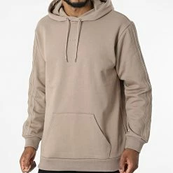 Budget 🤩 Sweat Capuche A Bandes Essential Logo HK2726 Marron Clair de Adidas Originals 🎉 -Pas Cher adidas Magasin adidas 327446 HK2726 20220708T153019 03