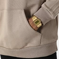 Budget 🤩 Sweat Capuche A Bandes Essential Logo HK2726 Marron Clair de Adidas Originals 🎉 -Pas Cher adidas Magasin adidas 327446 HK2726 20220708T153023 06