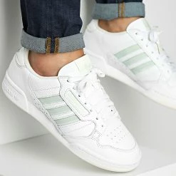 Promo 🌟 Baskets Continental 80 Stripes GX1914 Cloud White Light Green Off White de Adidas Originals ⌛