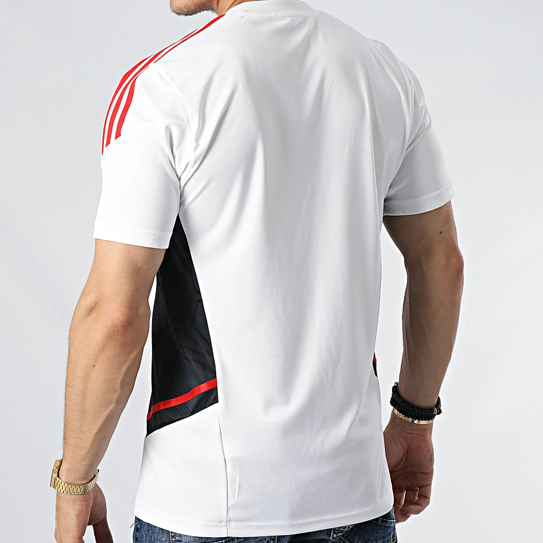 Tout neuf ✨ Tee 👕 Shirt A Bandes FC Bayern HB0621 Blanc de Adidas Performance 🤩 8 Tout neuf ✨ Tee 👕 Shirt A Bandes FC Bayern HB0621 Blanc de Adidas Performance 🤩 – Image 6