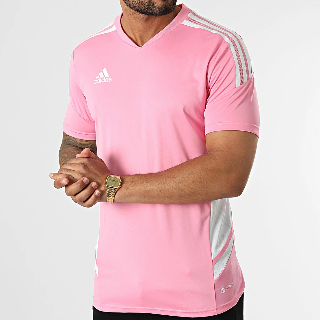 Top 10 🎉 Tee 👚 Shirt Col V A Bandes HD2273 Rose de Adidas Performance 💯 5 Top 10 🎉 Tee 👚 Shirt Col V A Bandes HD2273 Rose de Adidas Performance 💯 – Image 3