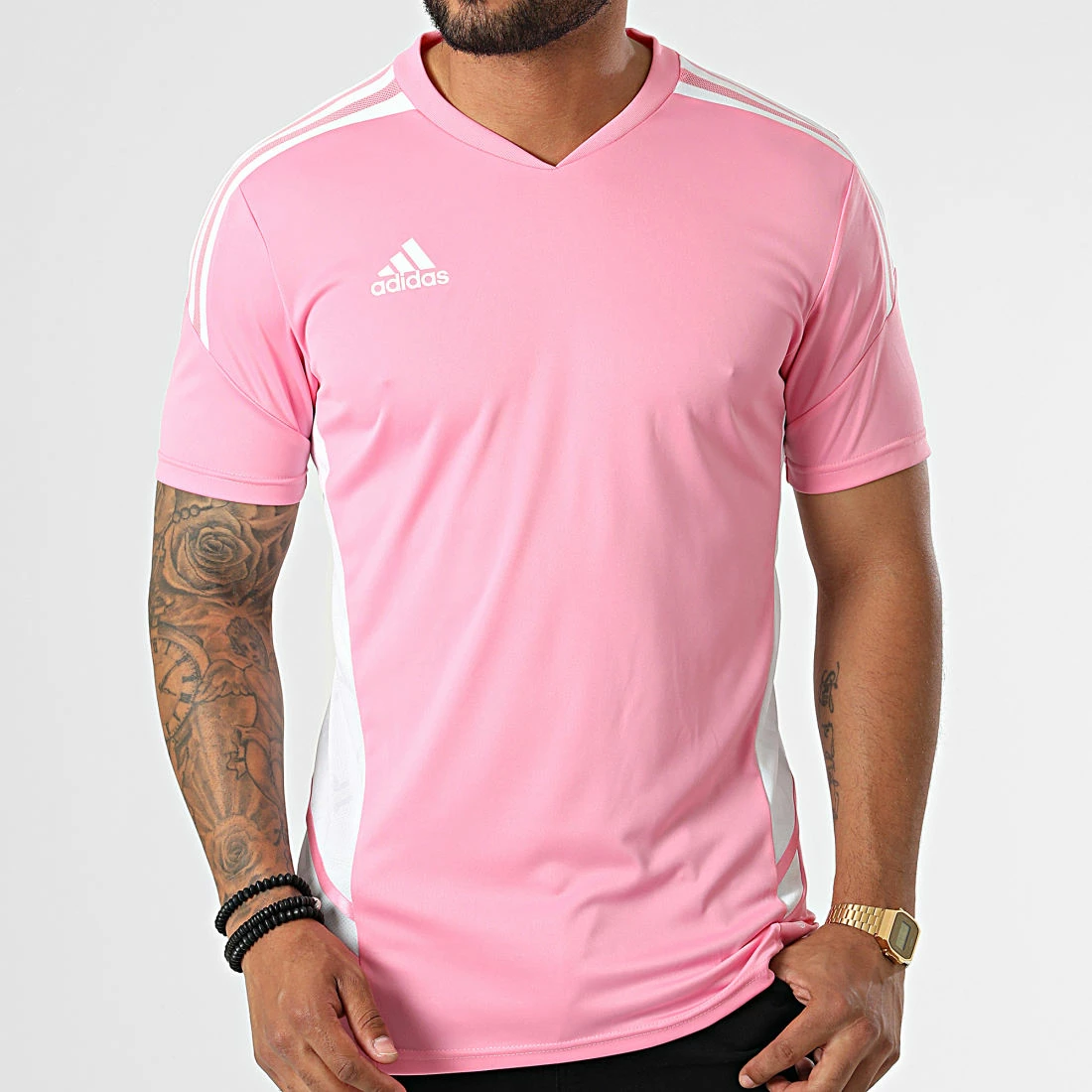 Top 10 🎉 Tee 👚 Shirt Col V A Bandes HD2273 Rose de Adidas Performance 💯 7 Top 10 🎉 Tee 👚 Shirt Col V A Bandes HD2273 Rose de Adidas Performance 💯 – Image 5
