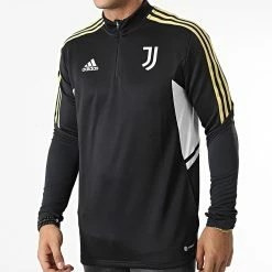 Vente flash ⌛ Sweat Col Zippé A Bandes Juventus HA2641 Noir de Adidas Performance 🔥