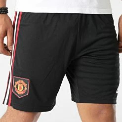 De gros 🥰 Short Jogging A Bandes Manchester United H13882 Noir de Adidas Performance ⌛