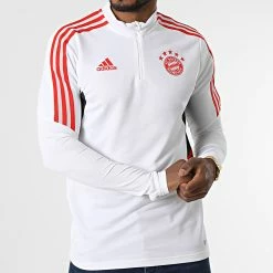 Sortie 🎉 Sweat Col Zippé A Bandes Bayern Munich HB0620 Blanc Rouge de Adidas Performance 🔔 -Pas Cher adidas Magasin adidas 331297 HB0620 20220811T155250 05