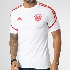 Top 10 😍 Tee 👕 Shirt A Bandes FC Bayern HB0635 Blanc Rouge de Adidas Performance ✨