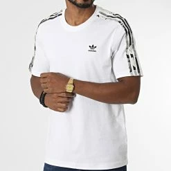 Nouveau 👍 Tee 👚 Shirt A Bandes HK2798 Blanc de Adidas Originals ⭐ -Pas Cher adidas Magasin adidas 331932 HK2798 20220811T155310 03