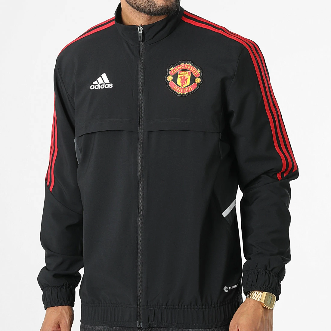 Offres 🌟 Veste Zippée A Bandes Manchester United FC H64037 Noir de Adidas Performance ⭐ 3 Offres 🌟 Veste Zippée A Bandes Manchester United FC H64037 Noir de Adidas Performance ⭐