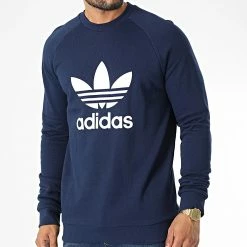 Meilleure vente 🌟 Sweat Crewneck Trefoil HK5294 Bleu Marine de Adidas Originals 🌟