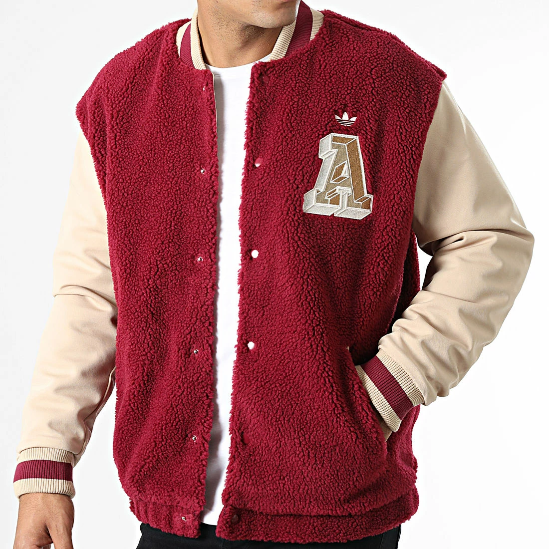Top 10 ⭐ Veste Teddy Varsity HY6037 Bordeaux Beige de Adidas Originals ⭐ 8 Top 10 ⭐ Veste Teddy Varsity HY6037 Bordeaux Beige de Adidas Originals ⭐ – Image 6