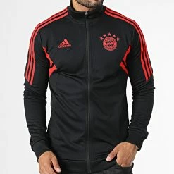 Meilleure affaire 👍 Veste Zippée A Bandes Bayern Munich HI3469 Noir Rouge de adidas 🤩 -Pas Cher adidas Magasin adidas 334381 HI3469 20220902T162459 05