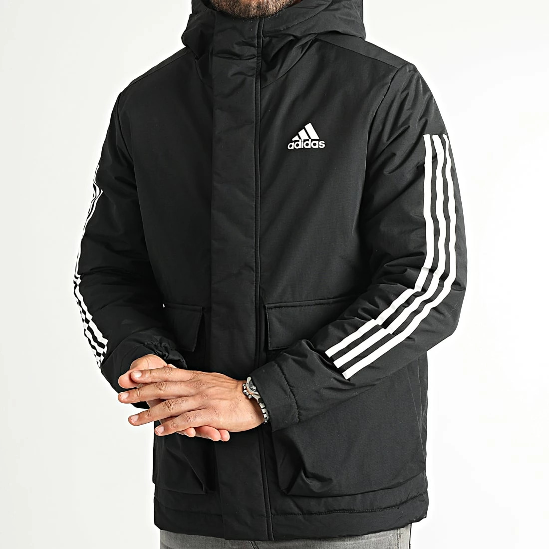 Tout neuf 😉 Doudoune Capuche A Bandes GT1688 Noir de Adidas Performance 🥰 5 Tout neuf 😉 Doudoune Capuche A Bandes GT1688 Noir de Adidas Performance 🥰 – Image 3