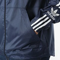 Meilleure vente 👍 Veste Zippée Capuche A Bandes Lock Up HL2195 Bleu Marine de Adidas Originals 🥰 -Pas Cher adidas Magasin adidas 336393 HL2195 20220909T151659 04