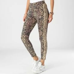 Coupon 🎁 Legging Femme A Bandes HK5191 Léopard Beige de Adidas Originals ⭐