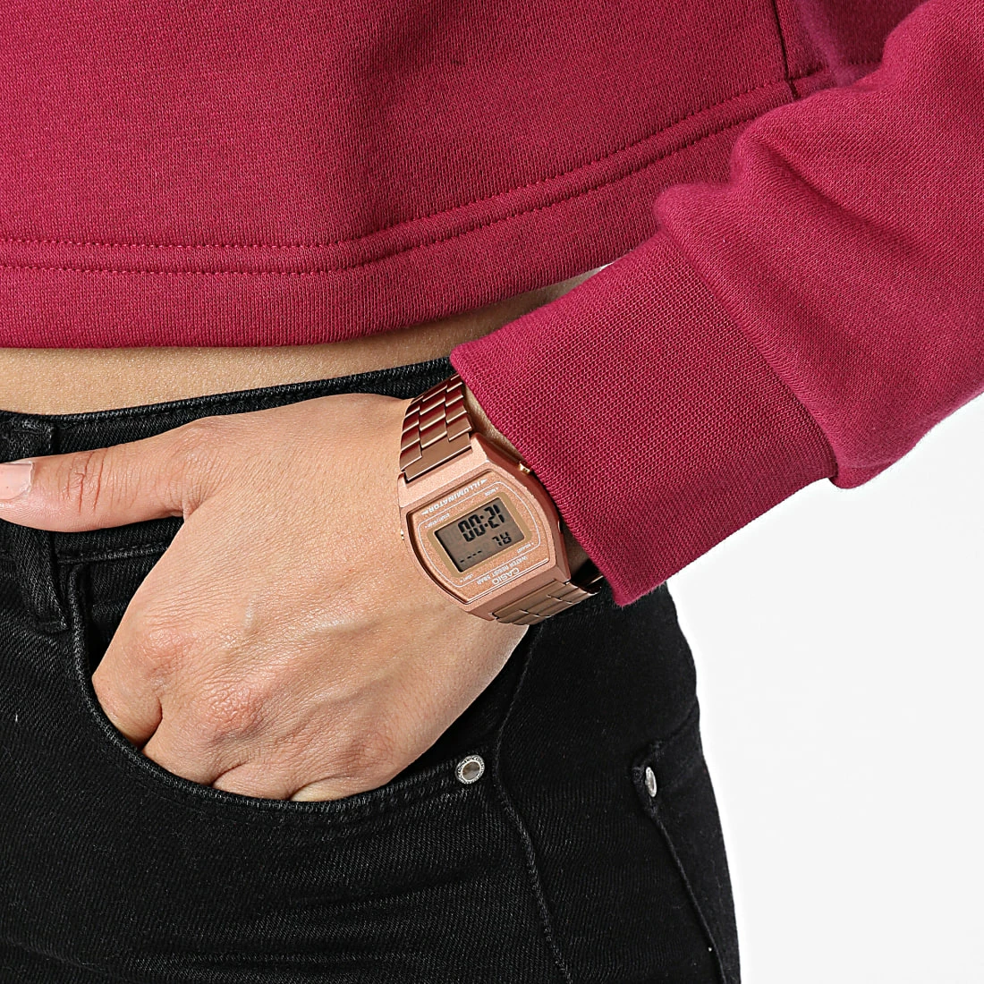 Le moins cher ⌛ Sweat Capuche Femme Crop HJ7849 Bordeaux de Adidas Originals 🎉 6 Le moins cher ⌛ Sweat Capuche Femme Crop HJ7849 Bordeaux de Adidas Originals 🎉 – Image 4