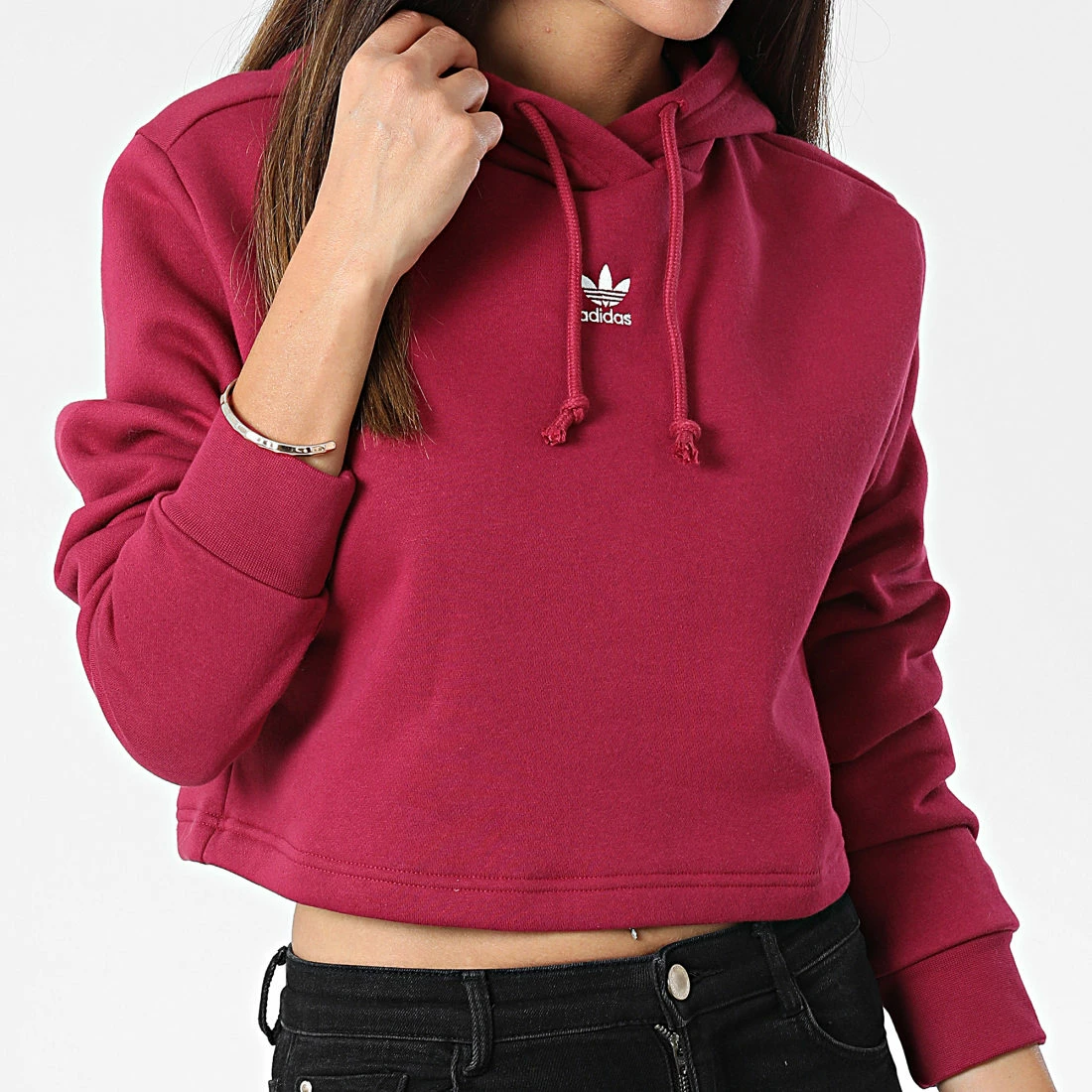 Le moins cher ⌛ Sweat Capuche Femme Crop HJ7849 Bordeaux de Adidas Originals 🎉 7 Le moins cher ⌛ Sweat Capuche Femme Crop HJ7849 Bordeaux de Adidas Originals 🎉 – Image 5