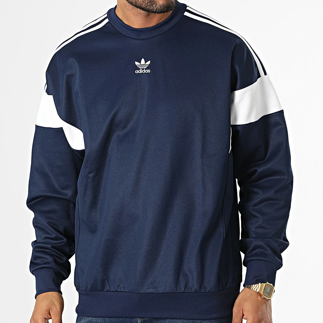 Promo 🛒 Sweat Crewneck A Bandes Cutline HN6116 Bleu Marine de Adidas Originals 🥰 3 Promo 🛒 Sweat Crewneck A Bandes Cutline HN6116 Bleu Marine de Adidas Originals 🥰