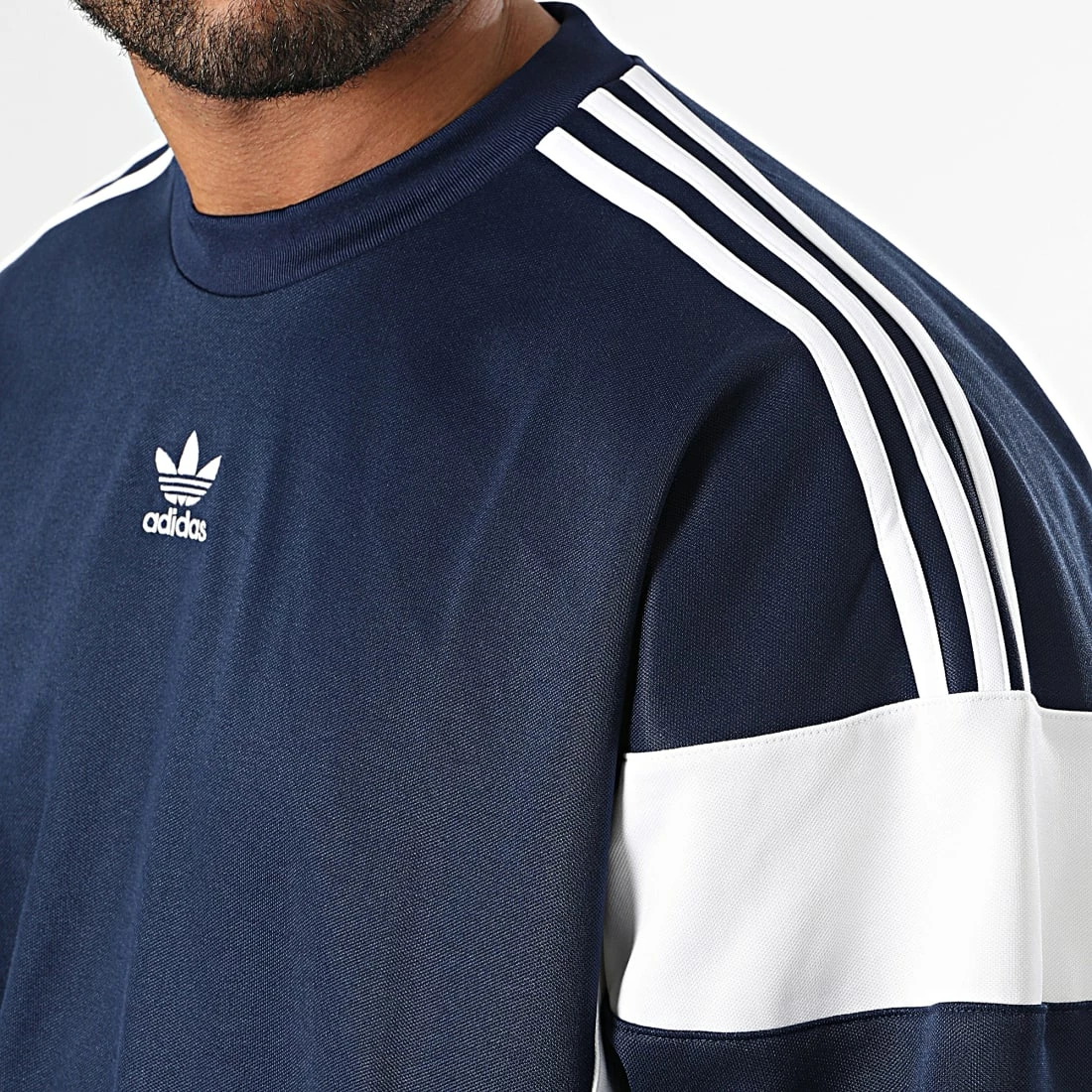 Promo 🛒 Sweat Crewneck A Bandes Cutline HN6116 Bleu Marine de Adidas Originals 🥰 8 Promo 🛒 Sweat Crewneck A Bandes Cutline HN6116 Bleu Marine de Adidas Originals 🥰 – Image 6