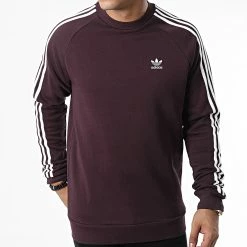 Top 10 🔥 Sweat Crewneck A Bandes 3 Stripes HK7291 Bordeaux de Adidas Originals ⭐ -Pas Cher adidas Magasin adidas 337728 HK7291 20220920T152126 03