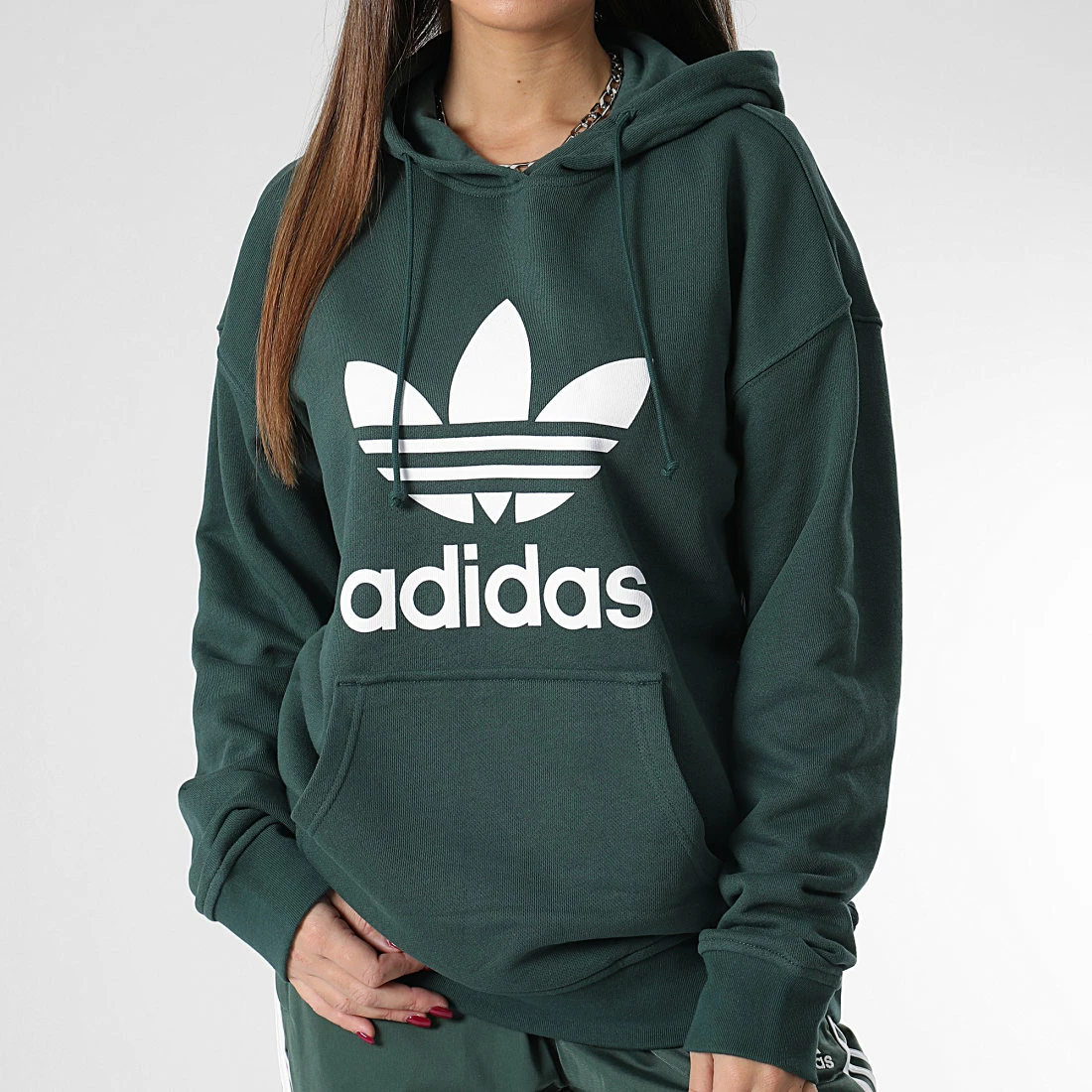 Le moins cher 🛒 Sweat Capuche Femme Trefoil HK9654 Vert de Adidas Originals 👍 5 Le moins cher 🛒 Sweat Capuche Femme Trefoil HK9654 Vert de Adidas Originals 👍 – Image 3
