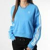 Meilleur prix ✨ Sweat Crewneck A Bandes Femme Crop HN3641 Bleu de Adidas Originals 😉