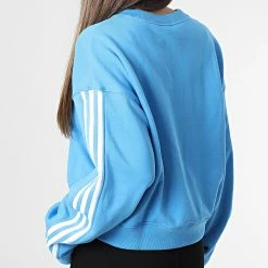 Meilleur prix ✨ Sweat Crewneck A Bandes Femme Crop HN3641 Bleu de Adidas Originals 😉 -Pas Cher adidas Magasin adidas 338325 HN3641 20221021T155302 06