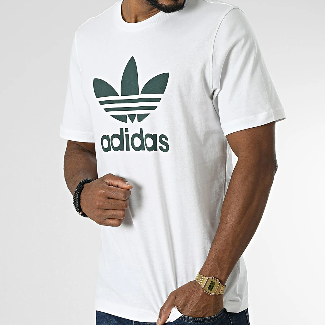Nouveau 👍 Tee 👚 Shirt Trefoil HK5227 Blanc Vert de Adidas Originals 🛒 7 Nouveau 👍 Tee 👚 Shirt Trefoil HK5227 Blanc Vert de Adidas Originals 🛒 – Image 5
