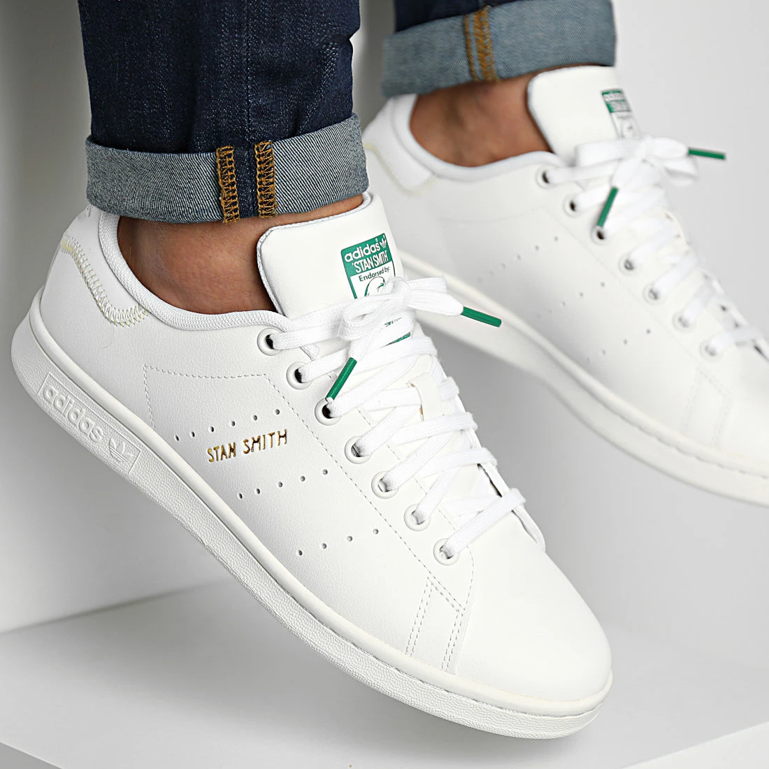 De gros ⭐ Baskets Stan Smith H03405 Cloud White Green Yellow de Adidas Originals ⭐ 3 De gros ⭐ Baskets Stan Smith H03405 Cloud White Green Yellow de Adidas Originals ⭐