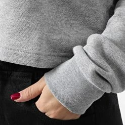 Sortie 🎁 Sweat Capuche Femme Crop HM1835 Gris Chiné de Adidas Originals 🎉 -Pas Cher adidas Magasin adidas 339597 HM1835 20221021T155426 04